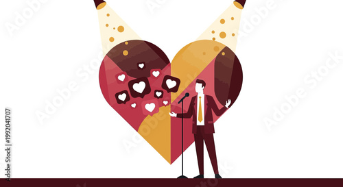 Speaker Presenting Heart Shape with Social Media Likes, Love, and Connection