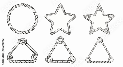 Rope borders circle, stars, and triangles with knots
