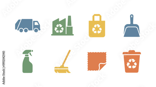 Minimal World Cleanup Day Icon Set Collection