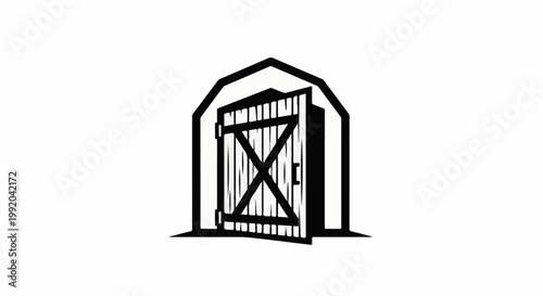 Rustic barn door opening, inviting entry into a simple shelter