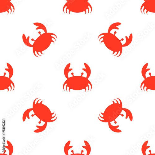 Seamless pattern of red crabs on a transparent background celebrating ocean day
