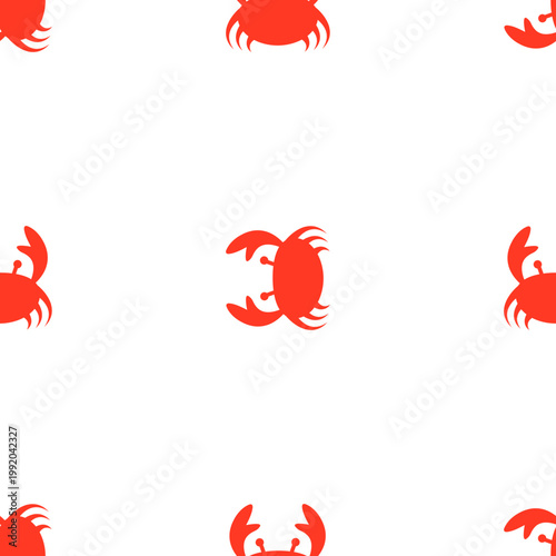 Seamless pattern of bright red crabs on a transparent background perfect for ocean day themes