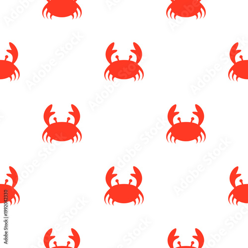 Seamless pattern of bright red crabs for ocean day celebrations isolated on transparent background