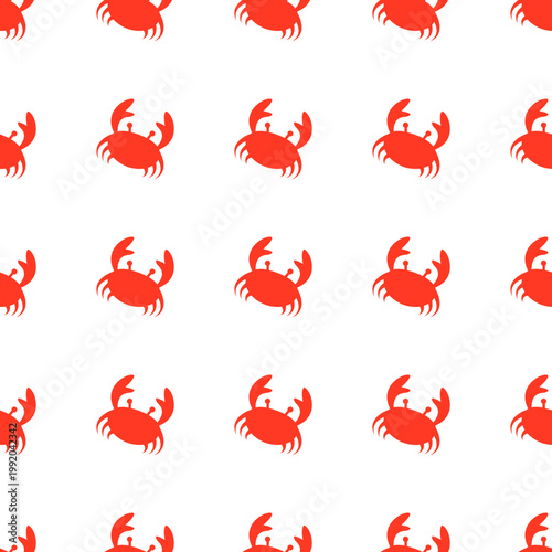 A repeating pattern of red crabs for an ocean day theme isolated on a transparent background