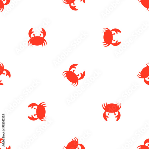 Seamless pattern of red crabs for ocean day, isolated on transparent background
