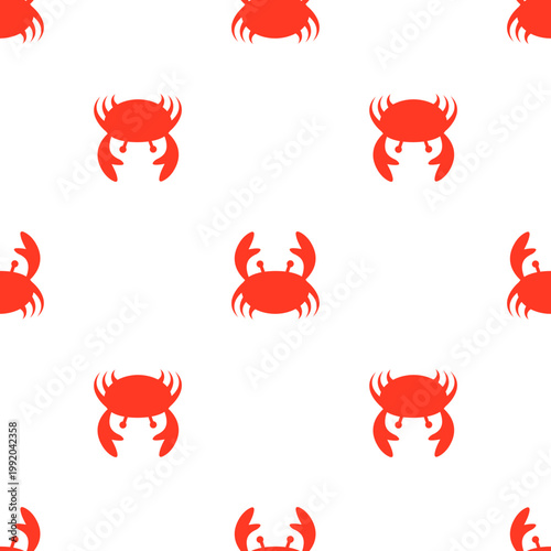 Cute red crabs pattern for ocean day on a transparent background
