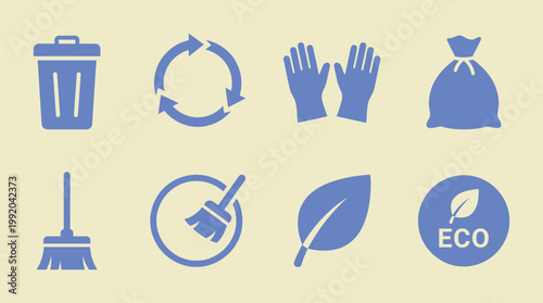 Minimal World Cleanup Day Icon Set Collection