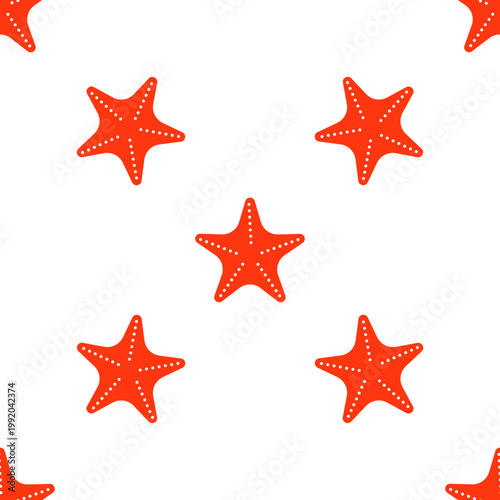 Red starfish pattern celebrating ocean day isolated on transparent background