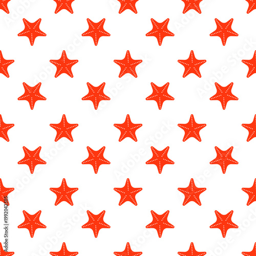 Repetitive pattern of red star shapes on a transparent background for ocean day themes