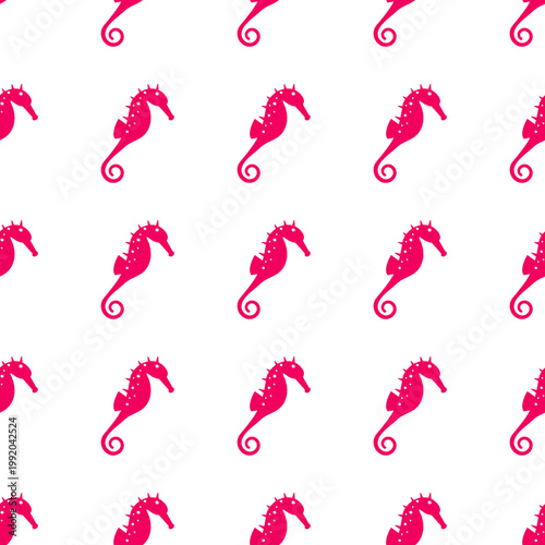 Pink seahorse pattern celebrating ocean day isolated on transparent background