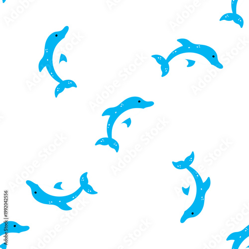 Cute blue dolphins swimming across a transparent background, evoking a playful ocean day