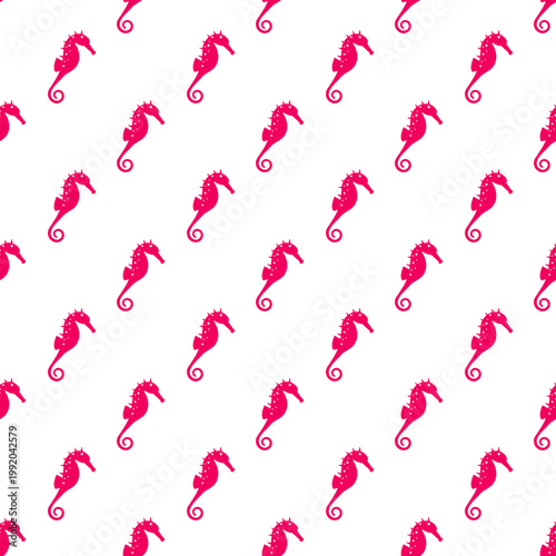 Cute pink seahorse pattern design for ocean day, isolated on transparent background