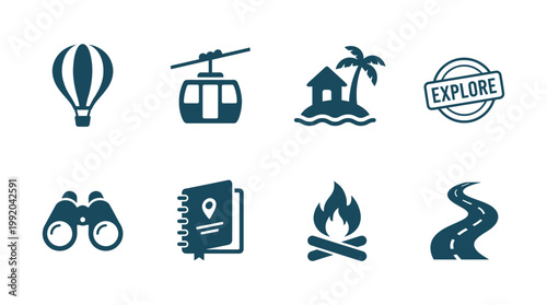 Minimal World Tourism Day Icon Set Collection