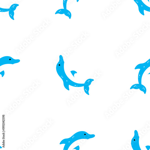 Cute blue dolphins swim joyfully during ocean day, isolated on a transparent background