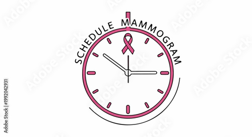 Pink clock with ribbon and text around dial
