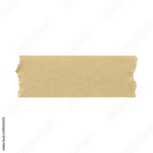 Trozo de cinta adhesiva de color marrón claro visto desde arriba, el fondo es blanco liso