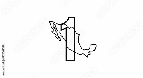 Outline of Mexico superimposed on a bold number one