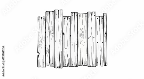Rustic wooden fence with knotty planks and weathered texture