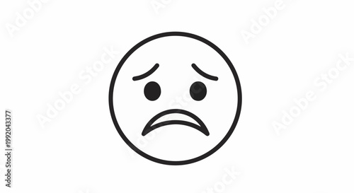 Sad face icon on a white background