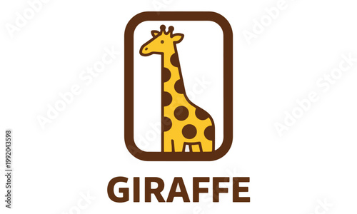 Giraffe Logo Minimalist Vector Illustration on White Background