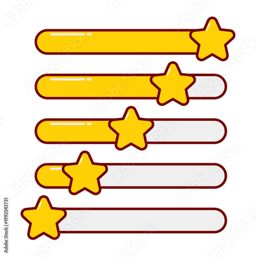 Five Star Rating Scale with Gold Stars for Customer Review and Feedback