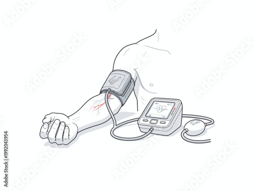 Blood Pressure Monitor Measuring Patient Arm Illustration