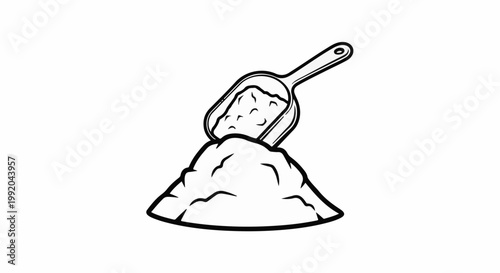 Scoop of powder on a mound of material