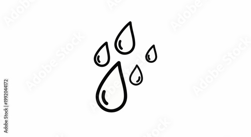 Simple line drawing of several teardrop shapes falling