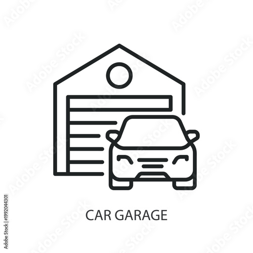 Car Garage thin line vector icons