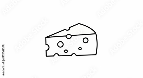 Simple outline illustration of a wedge of Swiss cheese with holes