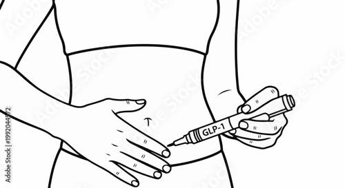 Person injecting GLP-1 medication into their abdomen with a pen