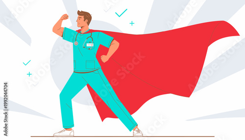 Nurse Superhero Dedicated Healthcare Worker in a Superhero Cape