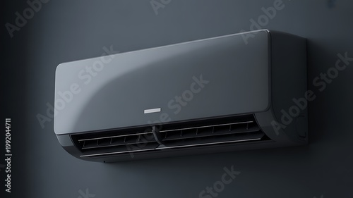 Modern dark gray wall mounted air conditioner unit