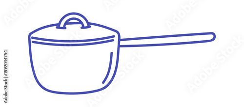 Saucepan With Long Handle Line Art