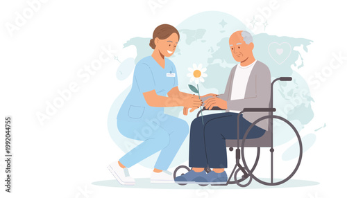 Nurses Day Graphic Flat Vector Patient Flower Assistance