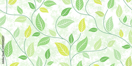 Spring, summer background, minimalist leaves seamless pattern, vector design
