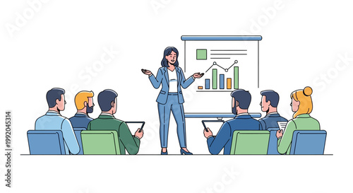 Businesswoman presenting to a meeting.