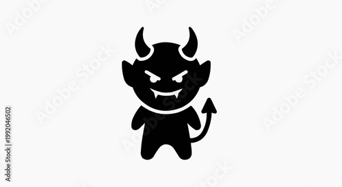 Cute Cartoon Devil Imp Silhouette Icon Vector Illustration