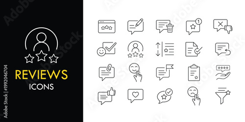 Rewards line icon set, outline loyalty program and achievement icons collection with gift, trophy, bonus and incentive symbols