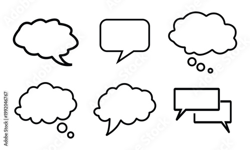 Speech Bubble and Thought Cloud Icon Set for Comic Dialogue and E-Learning Design