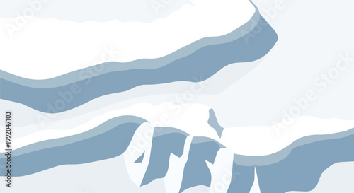 Abstract Iceberg Layers, Cold Blue and White Tones