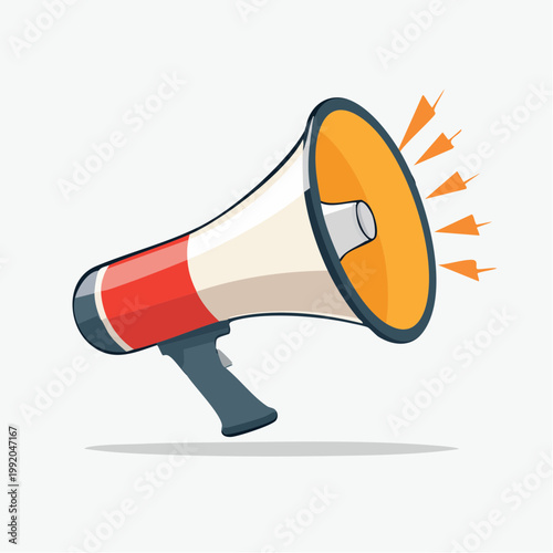 Cartoon megaphone with sound waves