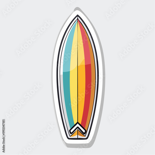 Colorful Striped Surfboard Illustration