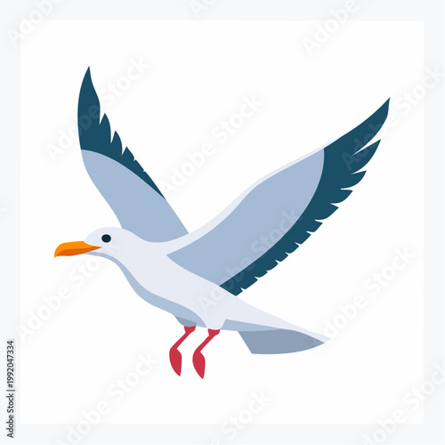 Stylized Seagull Flying Vector Illustration