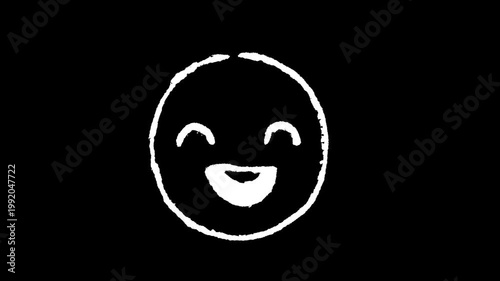 Joyful Expression: A simple, yet universally understood, smiling face emblem, radiating happiness and positivity against a stark black backdrop. This graphic embodies pure, unadulterated joy.