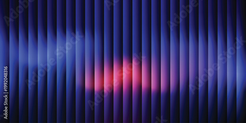 Abstract vertical lines in shades of blue purple and a central red highlight