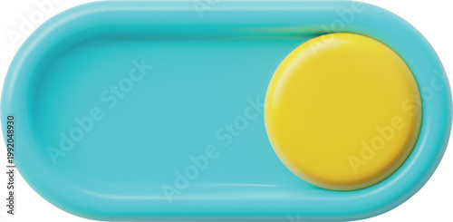 3D slider switch with a yellow round button facing right.