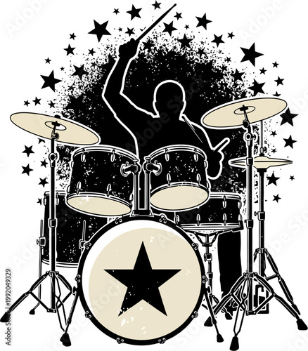 drumer with a drum kit set