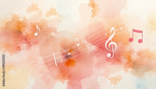 Abstract musical notes on a watercolor background, perfect for event invitations, artistic presentations, and creative projects