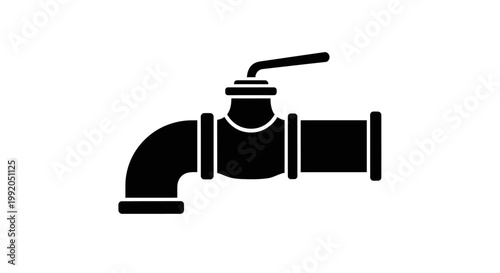 Black pipe valve icon graphic symbol.